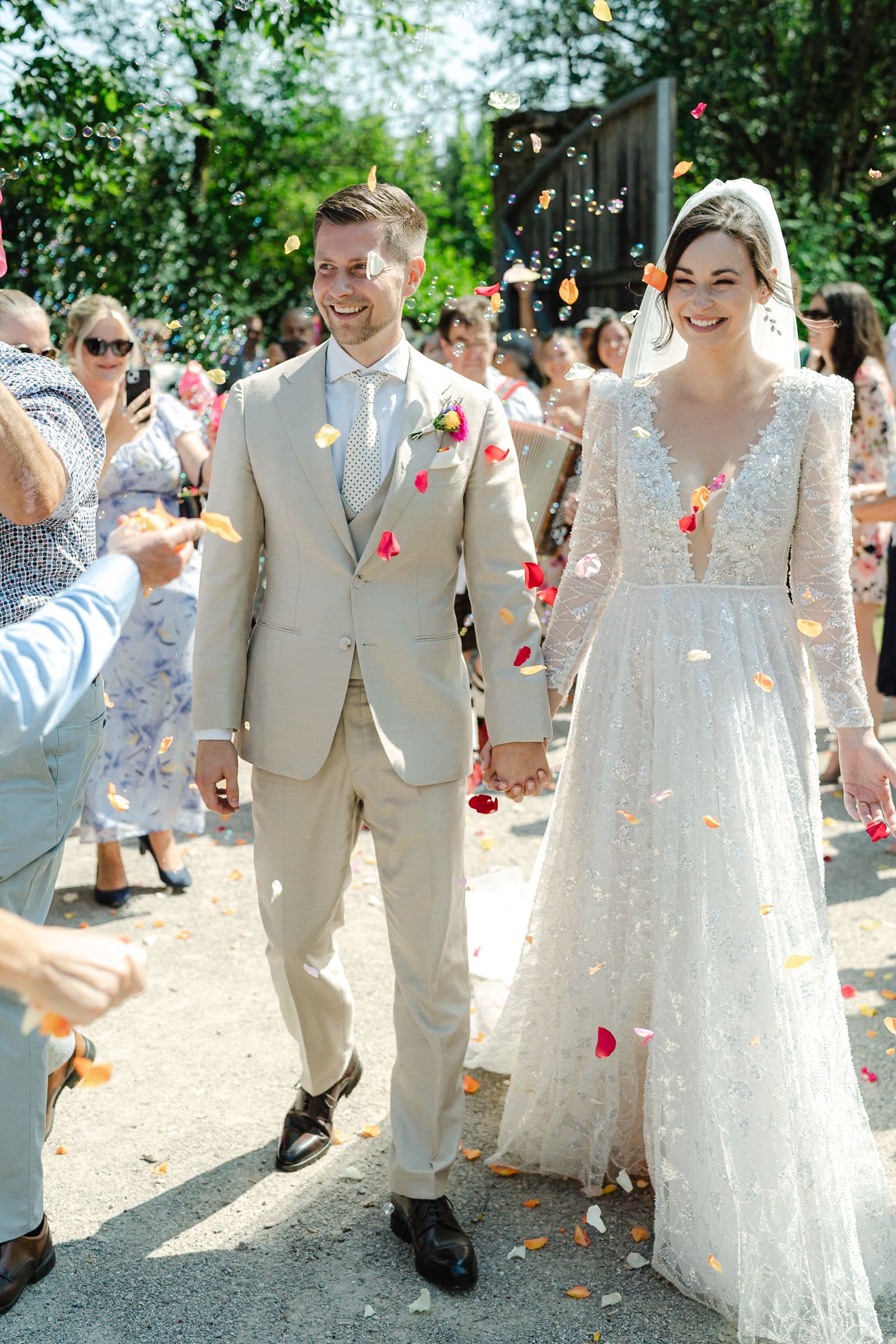 Hochzeit Blumen Seifenblasen Foto